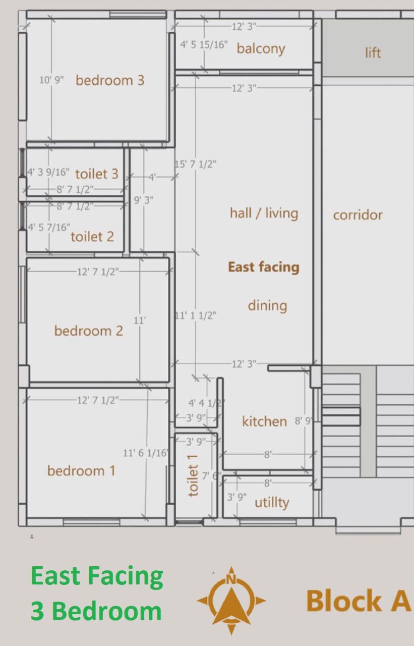 3 BHK East Facing Apartment is available for Sale at Vidya Nagar Colony, Tirupati